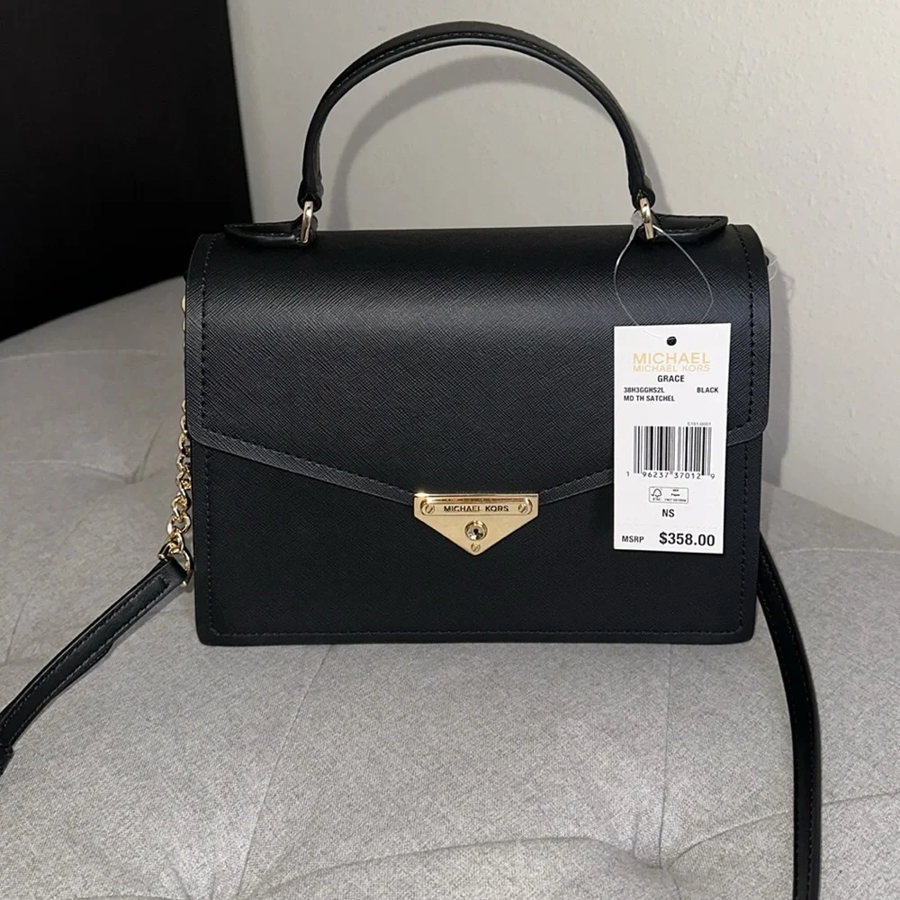 Michael Kors Grace MD TH Satchel black handle or cross body